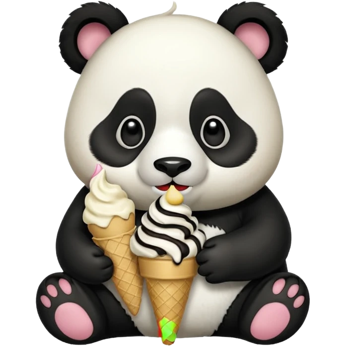Panda eating ice cream emoji