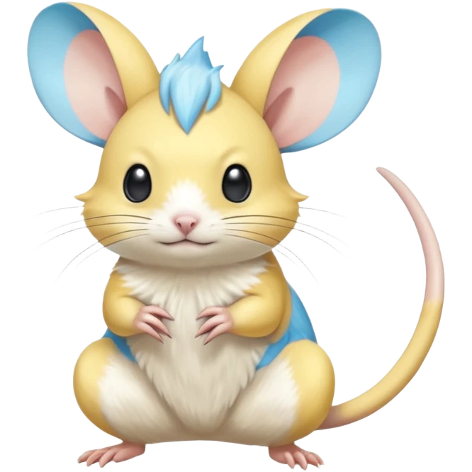 Elemental electric Yellow white and cyan-blue Gerbil-Jerboa-Minccino-Emolga-Pachirisu-Pokémon-Fakémon-hybrid-fusion-creature  emoji