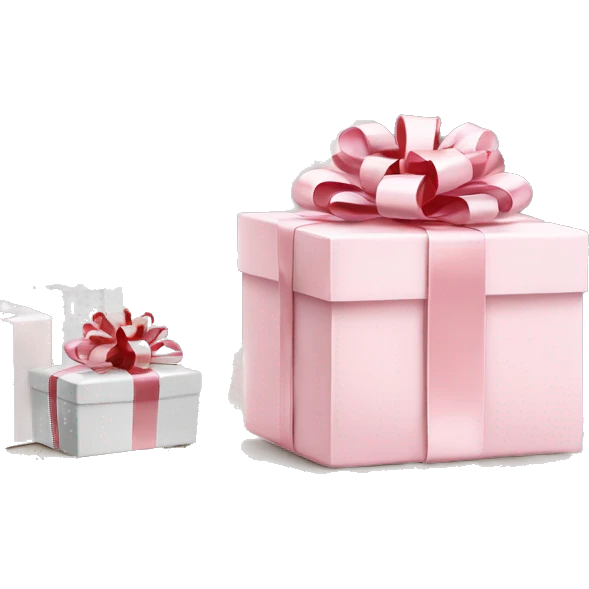 Light pink Christmas gifts under a white Christmas tree  emoji