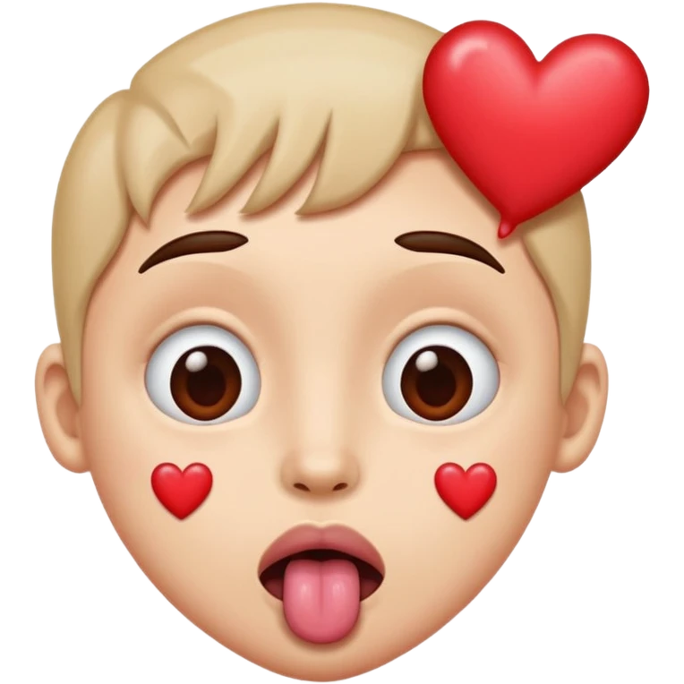 Has hearts as its eyes, has its tongue sticking out  emoji