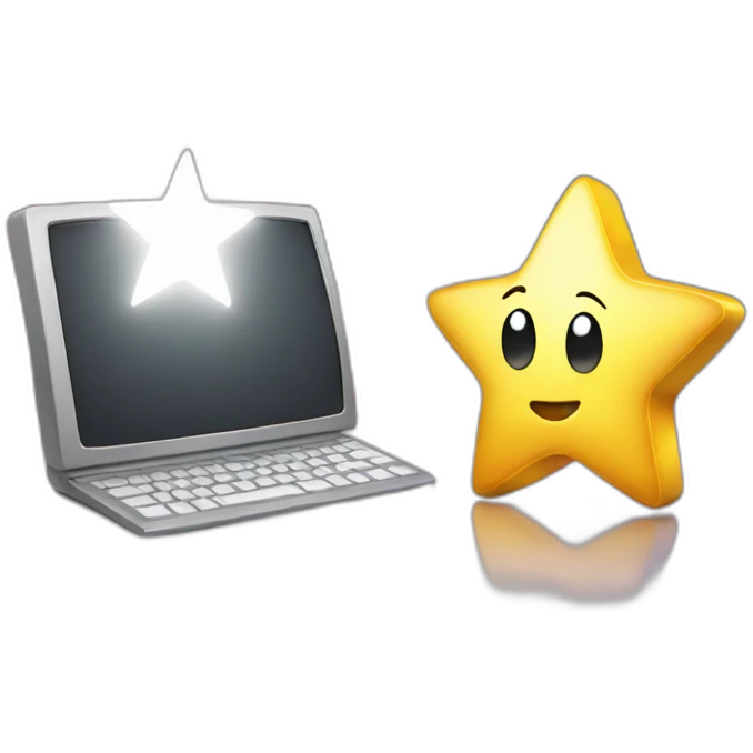 shining star and computer emoji
