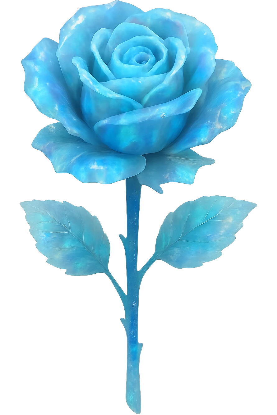 blue Opal crystal rose flower, remove background emoji