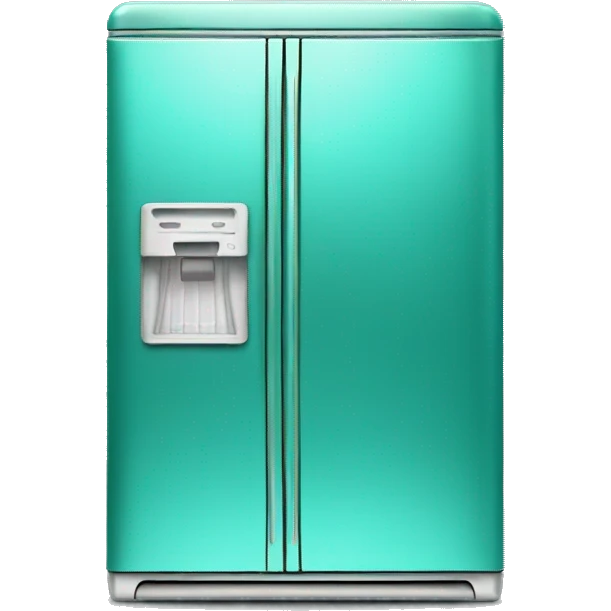 Realistic metallic turquoise fridge isolated. emoji