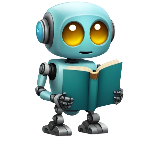 cute robot holds a book emoji