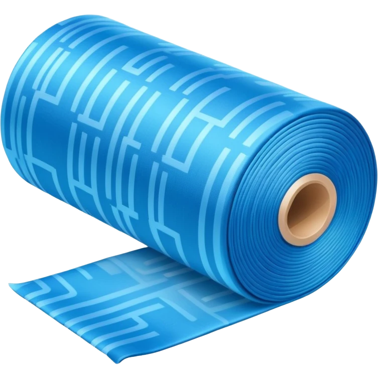 blue roll of fabric with digital pattern, smart fabric, high-tech texti emoji
