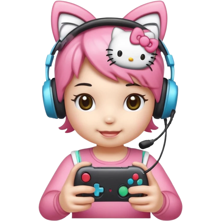 Hello kitty playing video games emoji