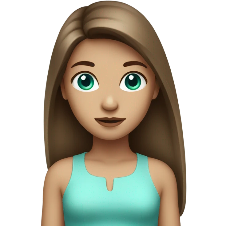 girl with long brown hair light shape and turquoise eyes emoji