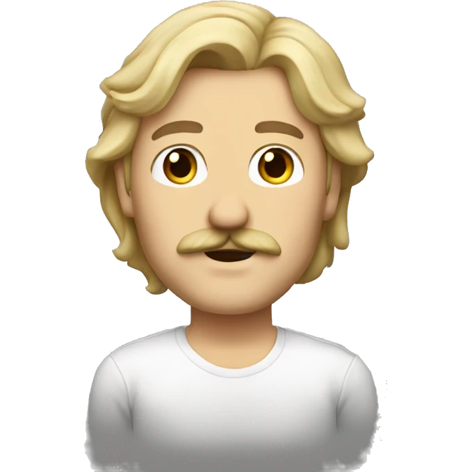 44-year-old blond-haired, brown-eyed man with a mustache and long hair emoji