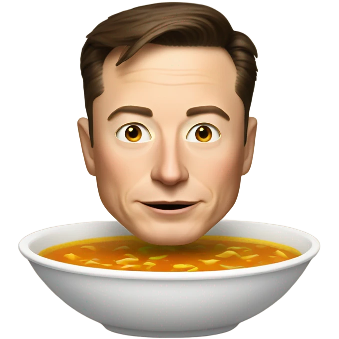 Elon musk in a bowl of soup emoji