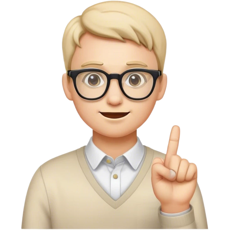 Nerd emoji with finger sticking up with glasses emoji