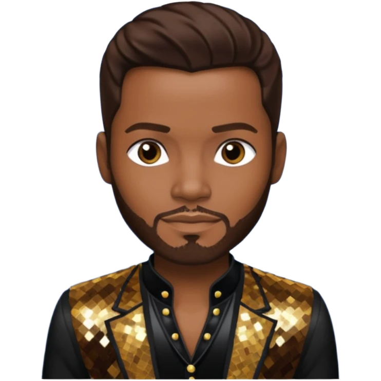 Jaheim with dark brown hair, black sequin outfit  emoji