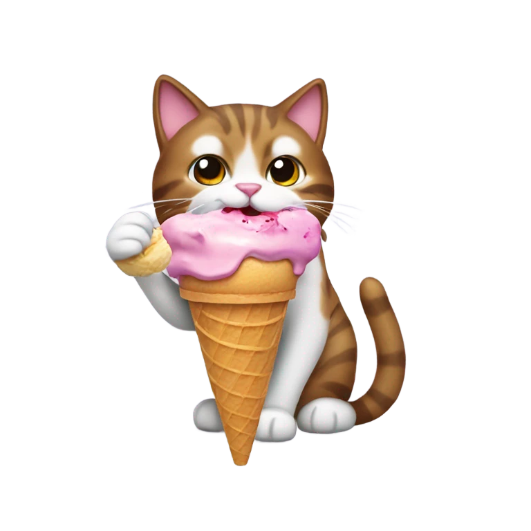 Cat eating ice cream emoji