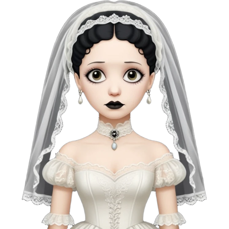 Lene Lovich like victorian creepy bride emoji
