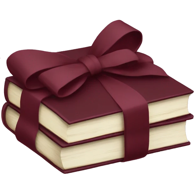 burgundy books stacked up and tied together by a burgundy bow emoji