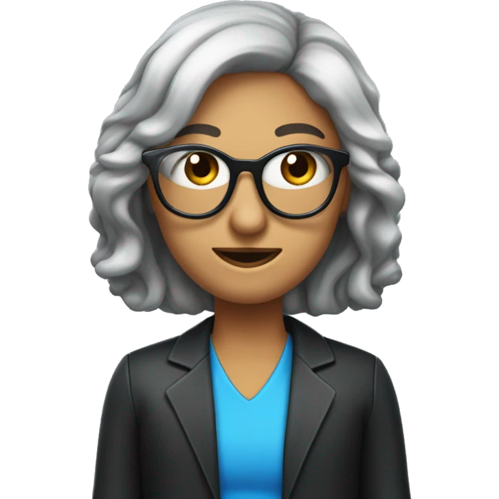 Você é um atendente de telemarketing crie uma emoji com uma blusa AZUL e um fone, CABELO PRETO, PELE BRANCA, OCULOS DE GRAU emoji