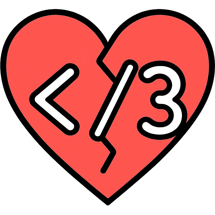 A broken heart symbol with the text '</3' emoji