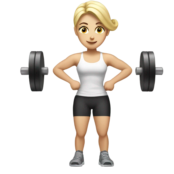 White lady working out with heavy weights emoji