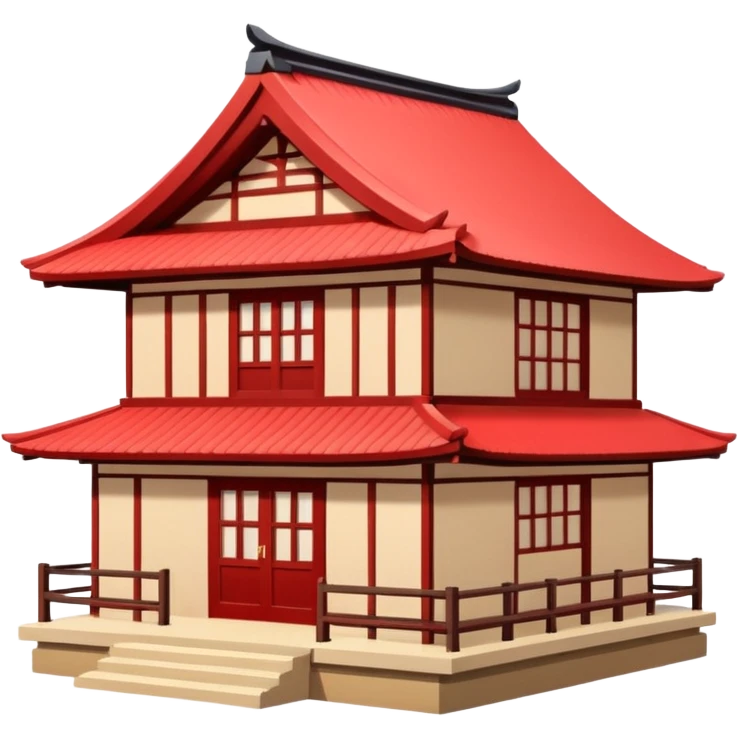 japan style wood house red beige emoji
