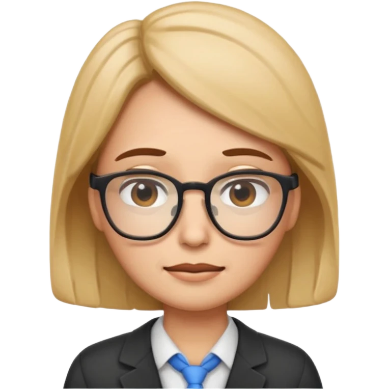 emoji-style face of a teacher character with glasses, professional yet friendly, cartoon-like style, tired emotion emoji
