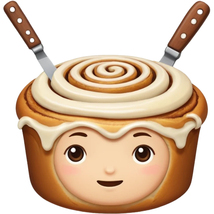 cinnamon roll holding knife emoji