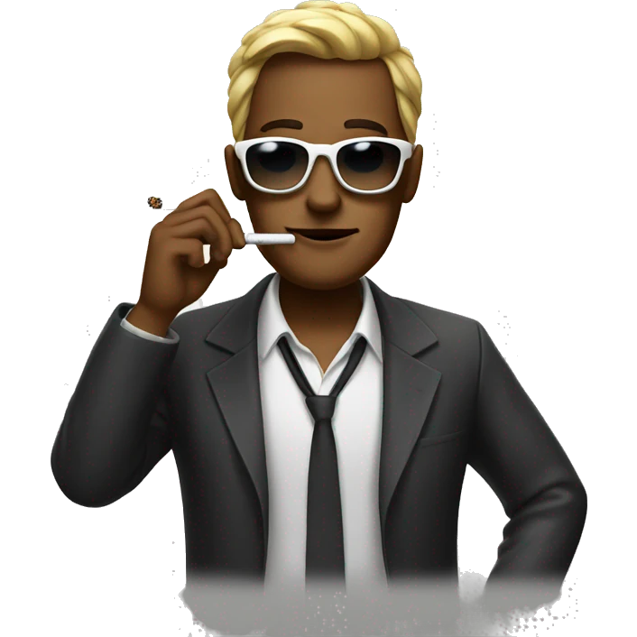 nerdy emoji wearing sunglasses and smoking cigarette  emoji