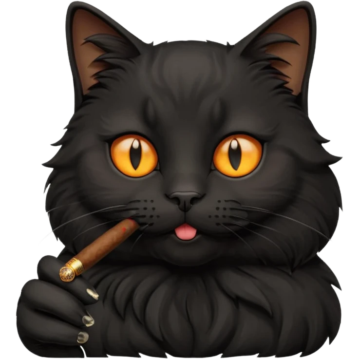 fluffy black cat smoking a cigar emoji
