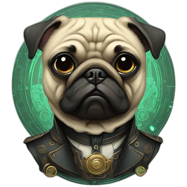 A cyberpunk pug in Art Nouveau style during 1910 emoji