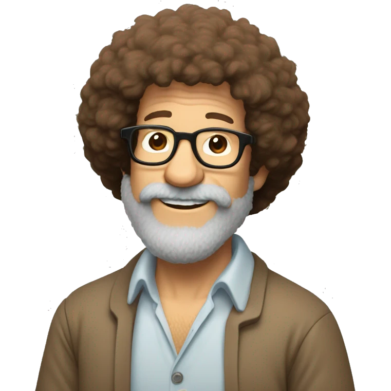 bob ross choosing between two sets of glasses, trying them on emoji