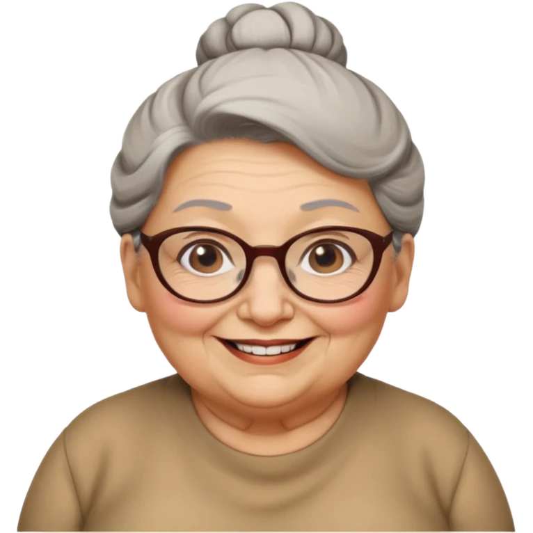 fat old woman with big bun hair and glassess, no earrings emoji