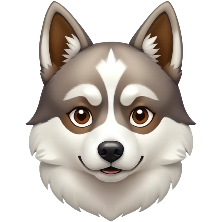 White and with brown mixed in husky dog with pointy ears emoji
