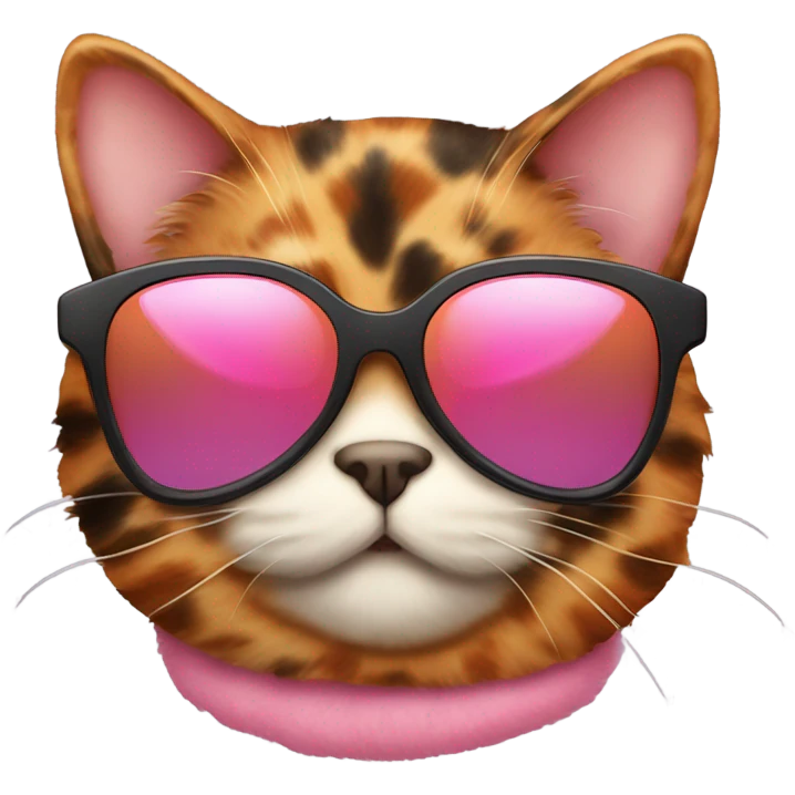 Cute fat tortishell cat wearing pink heart shaped sunglasses emoji