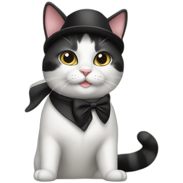 tuxedo cat wearing classy black beret emoji