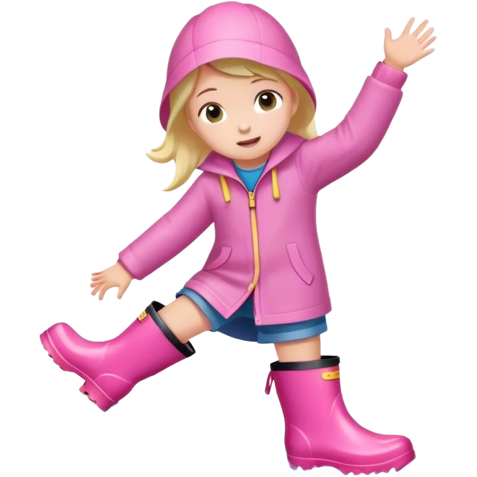 Kid pink rain boots splashing in a puddle  emoji