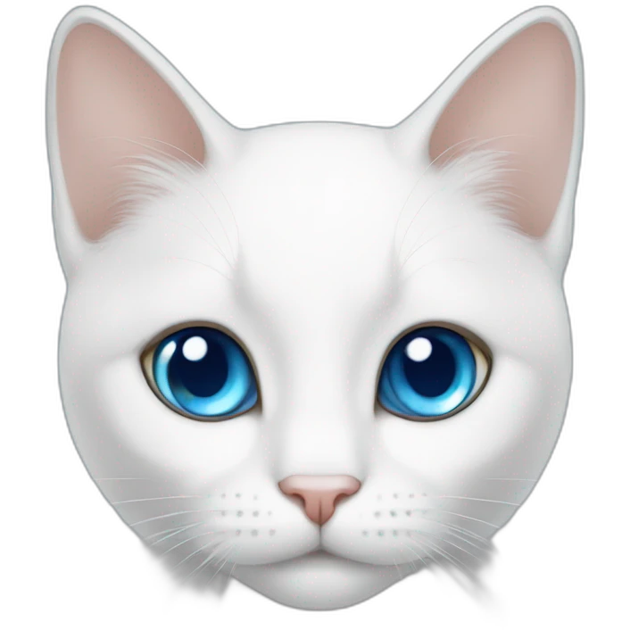 White cat with blue eyes and lop eared emoji