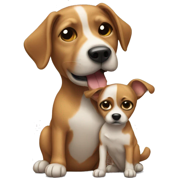 Dog touching his ears holding a small dog emoji