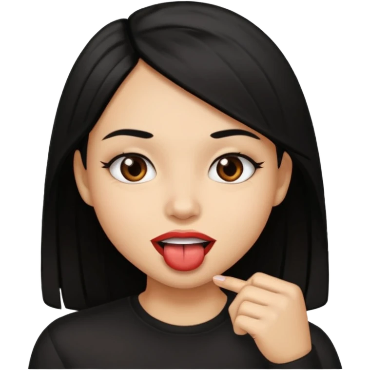 Brown light skin girl straight black hair biting her lips like this 🫦 emoji