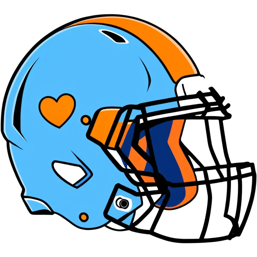 Blue and Orange football helmet with heart logo  emoji