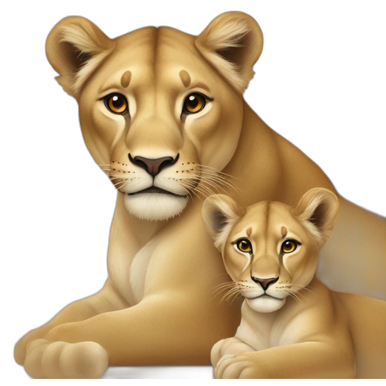 lioness and cub emoji