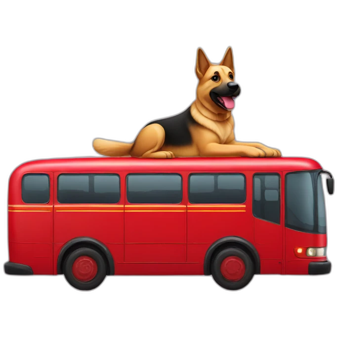 german sheppard drives a red bus emoji