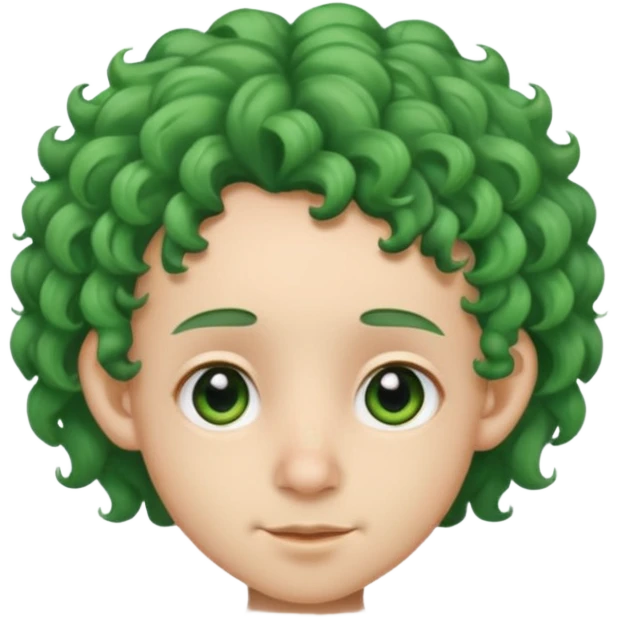 green curly  haired  big head accessory big nose mid size ear young emoji