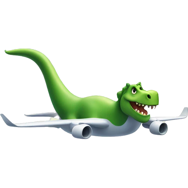 Dinosaur riding on top of an airplane flying over an island emoji