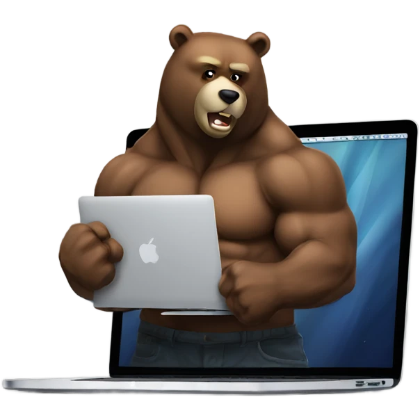 muscle bear with macbook emoji