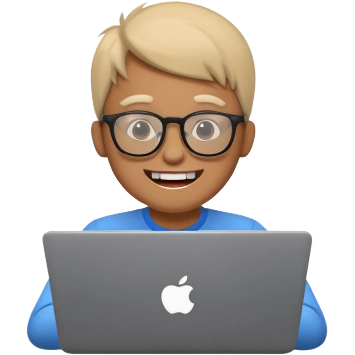 programmer with protruding teeth and glasses, working on a laptop emoji