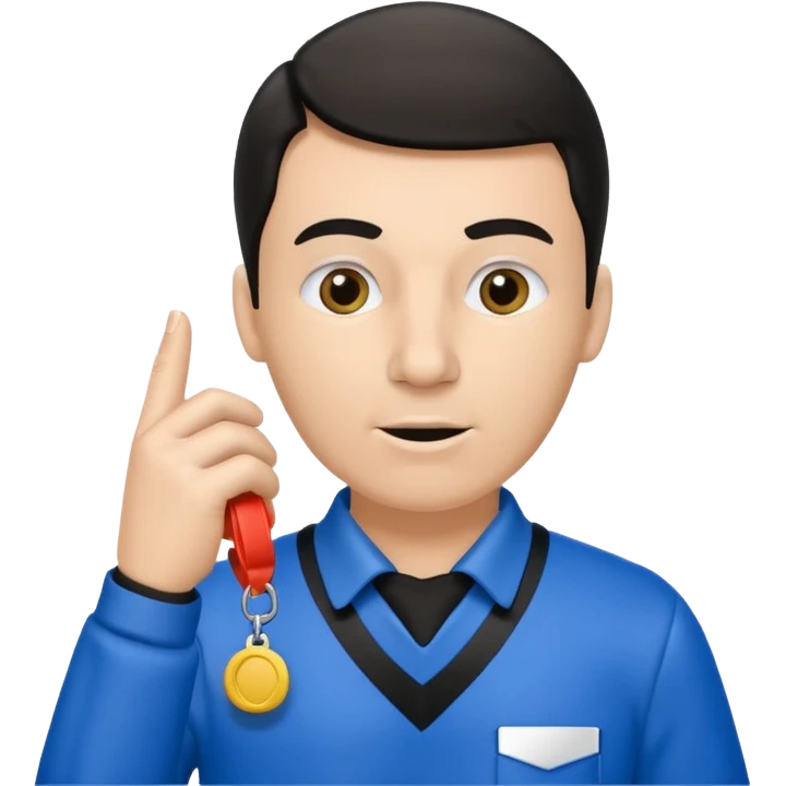 Referee, hold the whistle, blue cloth emoji