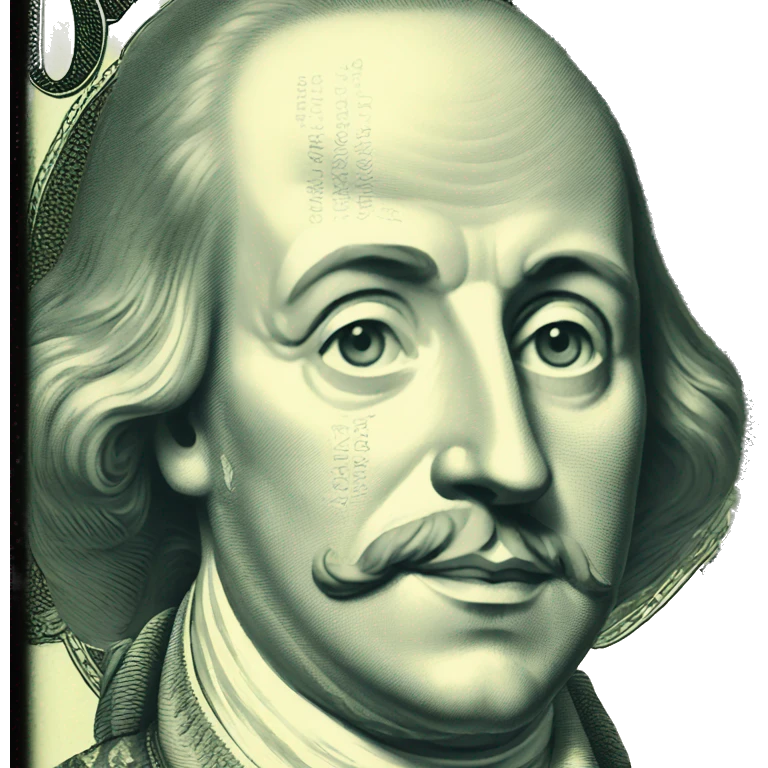 dollar bill with shakespeare emoji