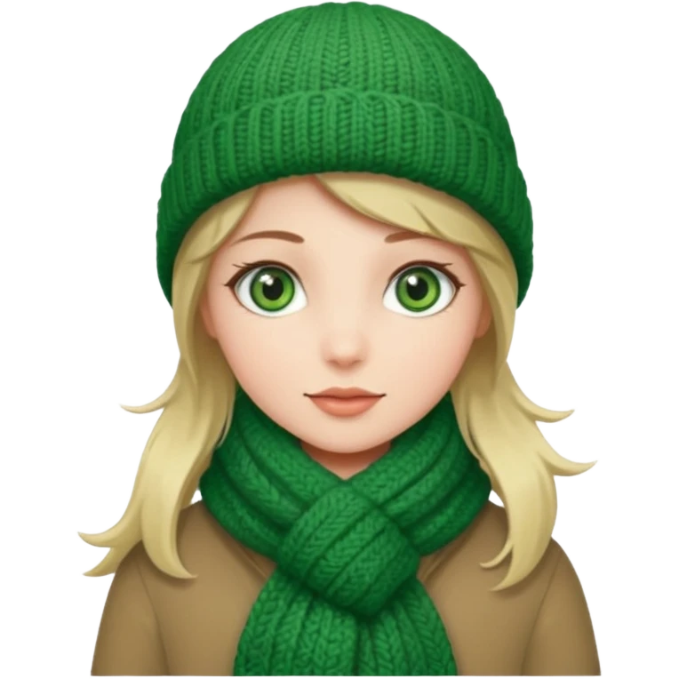 Girl green eyes with winter clothes  emoji