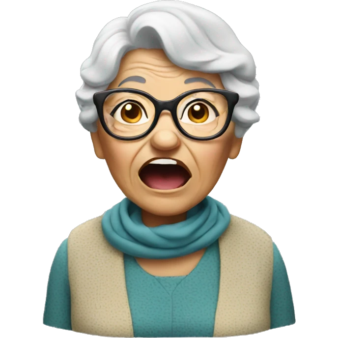 Granny wearing Glasses with open mouth  emoji