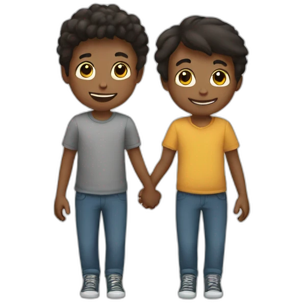 two boys holding hands emoji