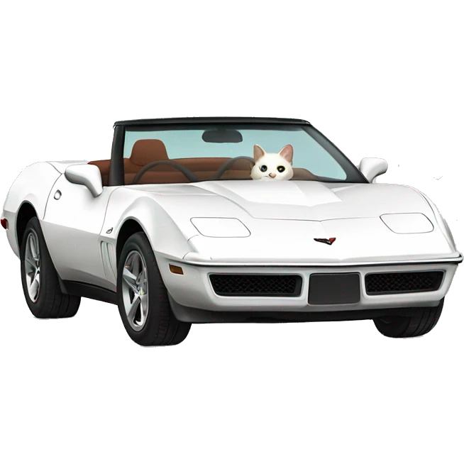 Cat driving white corvette emoji