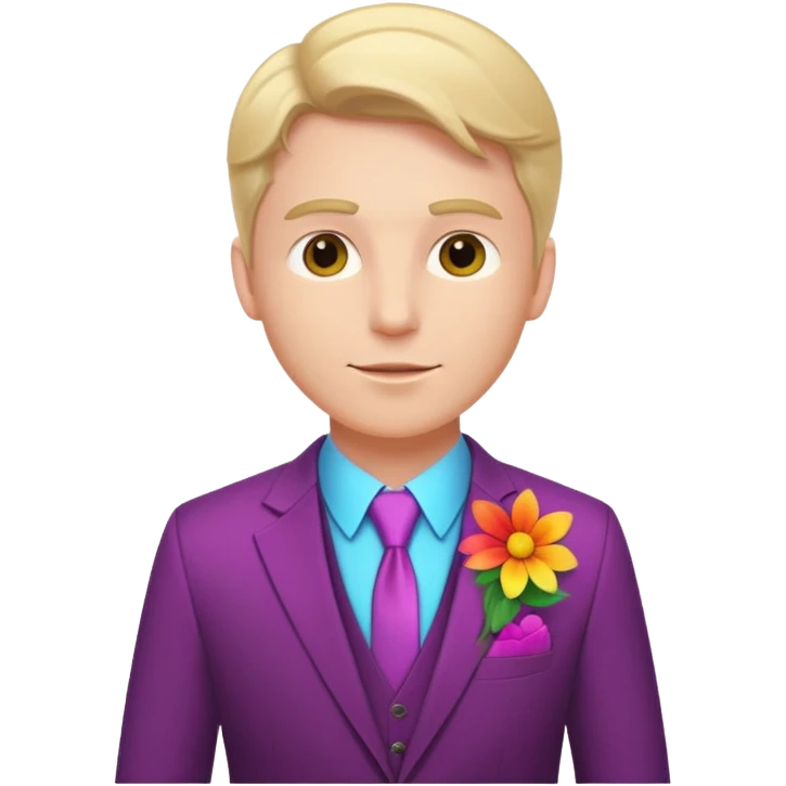 white man with colorful flower in his suit pocket emoji